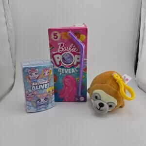 Barbie Pop Reveal Fruit Juice Box, Smoochie Pals Seal Hatchimals Alive Lot